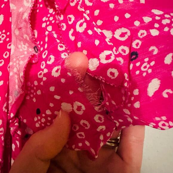 Tanya Taylor Women's Pink Silk Luciana Print Ruffle Midi Dress Size 8 - Picture 7 of 10